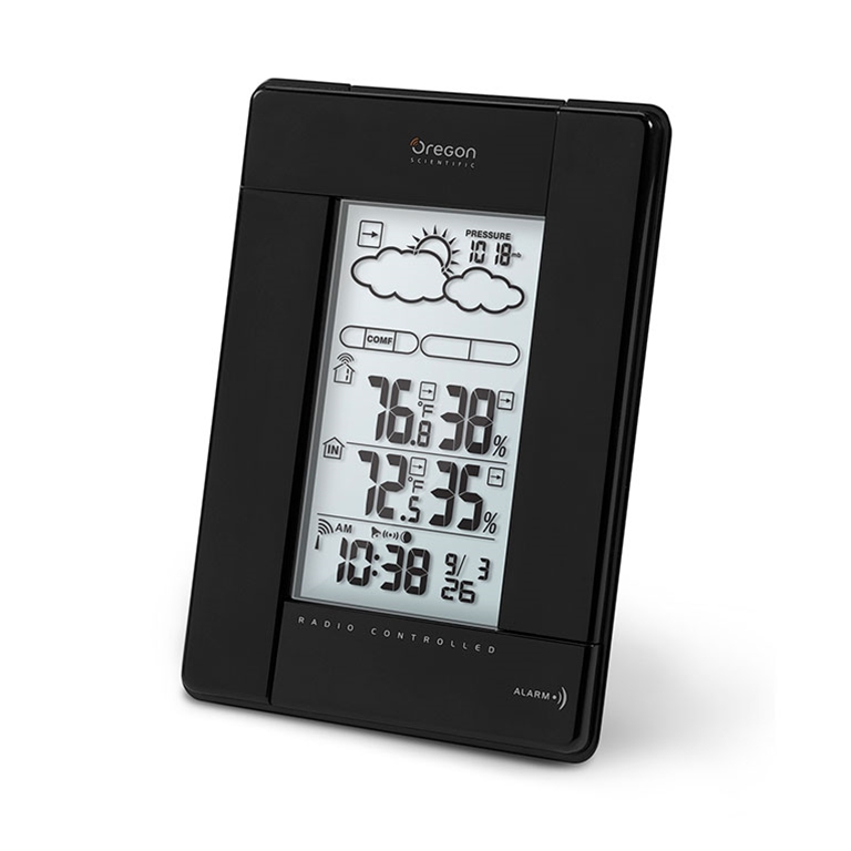 .com: Oregon Scientific BAR208HGX Advanced Wireless Weather Station  with Temperature Forecast, Ice Alert, Self-Setting Atomic Clock, Month/Day  Calendar, Large LCD, Moon Phase, in Black : Patio, Lawn & Garden