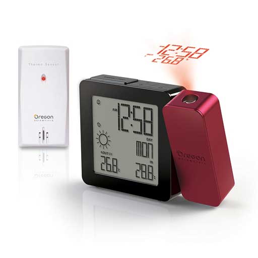 Oregon Scientific BAR368PA-R PROJI Projection Clock with Indoor/Outdoor Temperature and Weather - Red