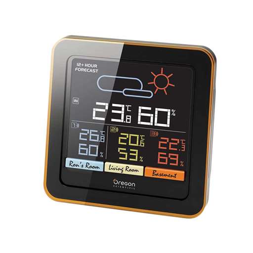 Oregon Scientific BAR208SX Advanced Wireless Weather Station with Humidity,  Radio Controlled Clock and Weather Forecast - Color LCD Screen