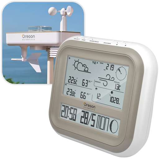 Oregon Scientific Weather station Prysma Chrome BAR 292 radio clock with  thermometer, grey